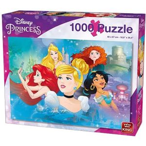 King 55992 Disney prinsessen puzzel 1000 stukjes, blauw karton