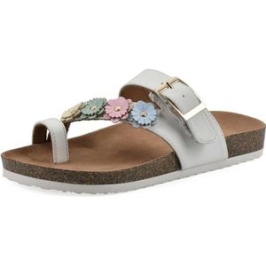 WHITE MOUNTAIN Graffito platte sandalen voor meisjes, wit, meerkleurig, glad, 13 Little Kid