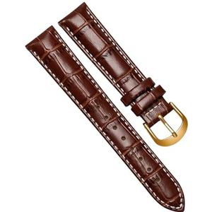 Chlikeyi Horlogeband rundleer armband voor vrouwen accessoires armband, bruin/witgoud, 23 mm