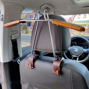 Auto Kleerhanger voor Audi RS4 RS5 RS Q8 E-tron F3, Verstelbare Autostoel Multifunctionele Pak Intrekbare Hanger - Hoofdsteun Achterbank, B Wood Grain