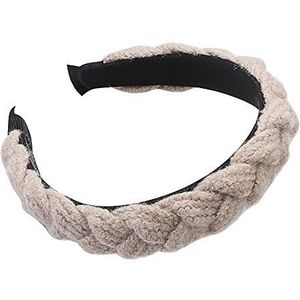 Casual Vintage Brede Hoofd Wrap Wollen Haarband Haaraccessoires Twist Haar Hoop Winter Gebreide Hoofdband (beige)