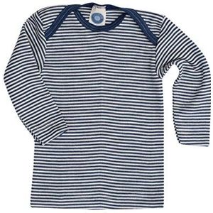 Cosilana, Babyonderhemd met lange mouwen, 70% wol, 30% zijde, marineblauw, met cirkels, 74/80 cm