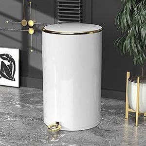 6L - badkamer vuilnisbak goud cosmetische bak roestvrij staal, met softclose elegante emmer voor badkamer vuilnisbak pedaalemmer stille landing voor badkamer(Color:White gold,Size:8L)