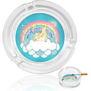 Leuke Eenhoorn Regenboog Alle Seizoenen Glas Asbak Print Sigaar Asbakken Sigaretten Asbak Roken Houder Ash Tray Voor Thuiskantoor