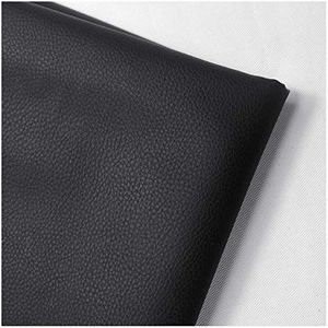160cm Brede Faux Lederen Bekleding Stof Per Meter Litchi Textuur Waterdicht Vinyl Kunstleer Voor Autostoelen, Fauteuils, Doe-het-zelf Ambachten(Color:zwart)