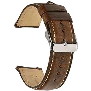 Olie gelooid leer 22mm 20mm 18mm horlogeband Quick release horlogeband band bruin compatibel met mannen vrouwen compatibel met fossiel (Color : Dark brown-S, Size : 20mm)