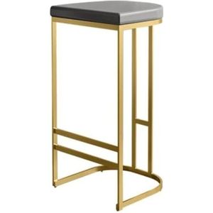 Barkrukken Barstoelen, Lederen Barkruk Met Gouden Metalen Poten Moderne Barstoel Hoge Kruk Met Voetsteun, Thuisbarkruk Zonder Rugleuning Keukenstoelen(Grey,Sitting Height 75cm)