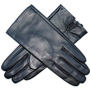 Jasmine Silk Dames klassieke zwarte effen lederen zijde gevoerde handschoenen voor vrouwen (groot (7,5-8 inch) )