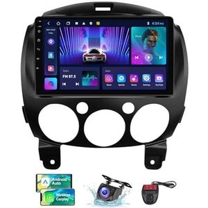 Android 13 Autoradio 9 Duim Touch Display Voor Mazda 2 2007-2014 Met Draadloze Carplay Android Auto/GPS/4G WiFi/FM RDS DAB+/Buletooth 5.0/Bediening op het stuur + Camera en DVR(NF-2)