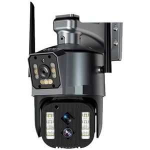 Bewakingscamera, 6K 12MP IP buitencamera Drie lenzen 10X zoom PTZ-videocamera's Auto Tracking Beveiliging Waterdichte bewaking(12MP NO SD Card)