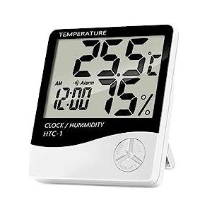 LCD Elektronische Digitale Temperatuur Vochtigheidsmeter Thermometer Hygrometer Indoor Outdoor Weerstation Klok Nauwkeurige Monitor(Tpye 1)