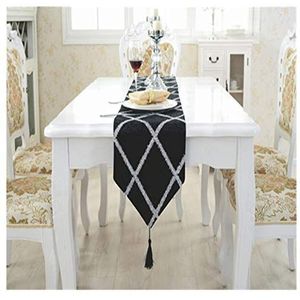 Tafelloper, tafellopers tafellopers moderne tafellopers voor bruiloftsfeest tafelkleed bed thuis (kleur: zwart, maat: 28 x 210 cm _modern)