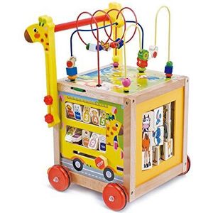 wuuhoo® Fritzi houten babywalker loopstoeltje leernwagen - in hoogte verstelbaar loopstoeltje met puzzel, en cijfers - educatief babyspeelgoed, loopstoeltje, houten speelgoed voor kinderen