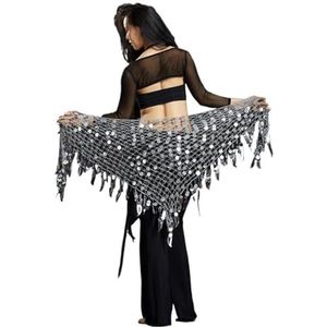 LCKKJHG Buikdansriem, heupsjaal, buikdansriem, buikdanskostuum, pailletten, buikdans, heupsjaal voor vrouwen, voor dansoutfits, Zilver Grijs, one size