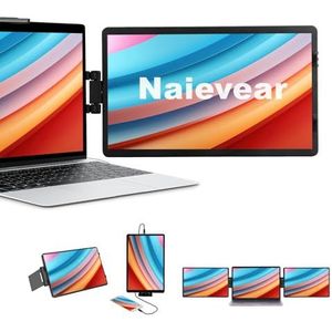 Naievear Draagbare Monitor, 14,1 inch FHD 1920 x 1080 Externe Monitor Tweede Scherm voor Laptop PC Smartphone