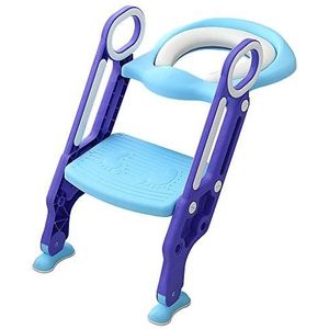 Zindelijkheidstraining wc-bril, met opstapje ladder, verstelbare opvouwbare peuter toilet training stoel stoel met veilige handgrepen, zachte gewatteerde zitting, antislip brede opstap