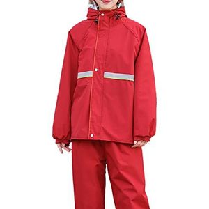 Regenjas，Waterdicht Jasje，Motorfiets Regenkleding Waterdichte regenjas, regenpakken for mannen en vrouwen, waterdichte, ademende regenjas en broekpak, lichtgewicht fietsregenkleding(Red,XXL)