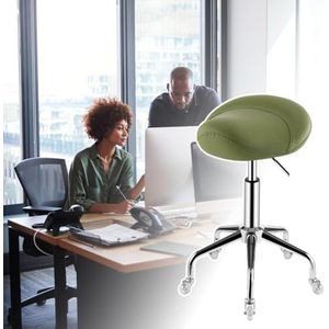 JAVPTAV Kruk met verstelbare hoogte en wielen, anti-vermoeidheid zadelstoel voor positieve houding, eenvoudige montage, donkergrijs (groen)