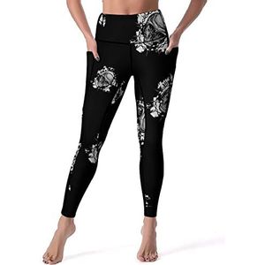 Skull Chain Yogabroek voor dames, hoge taille, buikcontrole, workout, hardlopen, leggings, M