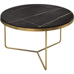 JAVPTAV Kamer koffie tafel ronde moderne nesten salontafels set van 2, stapelkamer accenttafels met marmeren textuur en metalen frame, cirkel bijzettafel (kleur: zwart, maat: diameter: 45 cm)