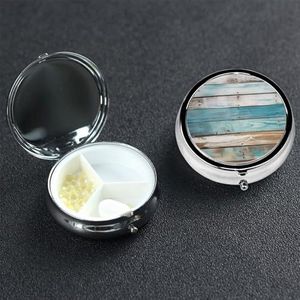 Pillendoosje - Houten Plank - Draagbare Pillendoos - Blauw - 3 Compartimenten