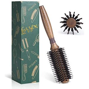 LORSEX Ronde haarborstel voor vrouwen of mannen, snel föhnen, varkenshaar grote ronde haarborstel voor haarstyling, drogen, krullen (retro gekleurd) (binnenste 23 mm/buitenste 55 mm)
