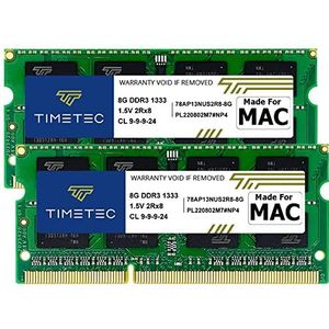 Timetec 16 GB kit (2 x 8 GB), compatibel met Apple DDR3 1333 MHz PC3-10600 voor Mac Book Pro (vroeg/eind 2011 13/15/17 inch), iMac (midden 2010, midden / eind 2011 21,5/27 inch), Mac Mini (midden