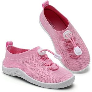 Waterschoenen voor kinderen, zwemschoenen, mesh, zwemschoenen, aquaschoenen, antislip, natte schoenen voor duiken, zee, zwembad, waterpark, roze, 33 EU