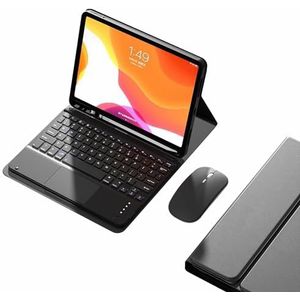 Toetsenbordhoes voor iPad (A16) 11e/10e generatie 2022/2025, Magnetisch Afneembaar Draadloos Toetsenbord, Ingebouwde Penhouder, Ultradunne Beschermhoes Met Bluetooth-Muis,zwart