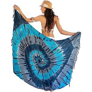NELUHA Sarong doek dames met saronghouder pareo wikkeldoek handdoek jurk wikkelrok strandlaken XXL doek mannen spiraal blauw, blauw, 165x110cm