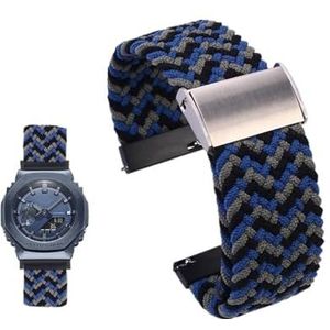 Hoge elastische nylon horlogeband geschikt for Casio DW5600 GW-5000 GW-M5610 GA2100 GA-2100 DW-5600 GM2100 Mode stoffen horlogeband armband (Color : Camouflage blue, Size : 16mm)