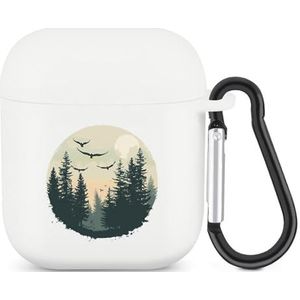 Wildlife Trees Outdoors Natuur Vintage Bos Leuke Case voor AirPods 2 & 1 Schokbestendige Beschermende Hoofdtelefoon Gevallen Cover Met Sleutelhanger voor Mannen Vrouwen