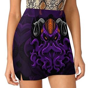 Kraken Print Dames Skorts Hoge Taille Tennisrok Gelaagde Korte Mini Rok Culottes Skorts Met Zakken 2XL