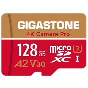 GIGASTONE - Geheugenkaart - 128 GB - MicroSDXC - A2 V30 U3 - Met Adapter