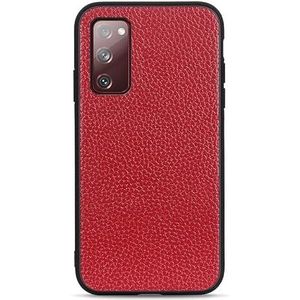 Case Cover, Echt lederen telefoonhoesje compatibel met Samsung Galaxy S20 FE/S20 Lite lederen tas, TPU bumper harde achterkant beschermende telefoonhoes slanke hoes anti-drop cover (Color : Rosso)