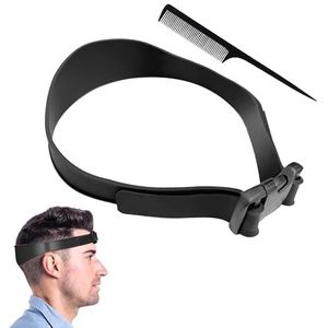 1 stuk haarstyling-hulpriem met 1 stuk puntige staartkam, siliconen haarband, tondeuse, verstelbare tondeusband, geschikt voor kapperswinkels, doe-het-zelf haarknippen (zwart)