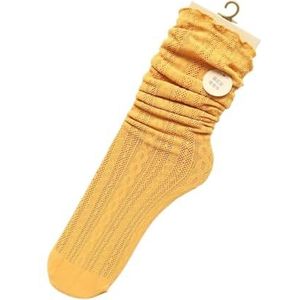 YIJIANUO Vrouwen Mode Lange Bubbels Losse Sokken Zomer Lente Effen Wit Zoete Zachte Lolita Koreaanse Mesh Designer Ademend Kant Creatieve, Geel, One size