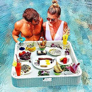 pallet， Drijvende serveertafel, multifunctionele drijvende zwembadlade, zwembad rotan gevlochten serveerlade for zandbanken