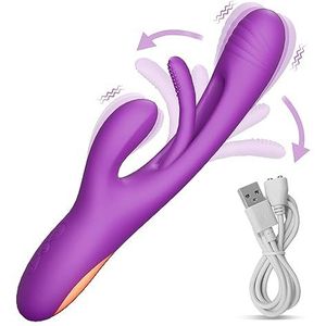 Flapping Vibrator Dildo for Women | G Spot Rabbit Vibrator with 7 Vibrations & 7 Flapping Modes | Waterproof Clitoralis Vibrator for Clit Anal Stimulation | Rechargeable | Adult Sex Toys (Purple)