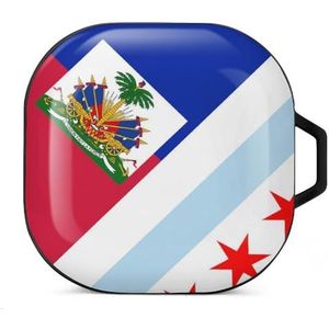 Haïti Chicago vlag oordopjes hoesje compatibel met Samsung hard shell beschermhoes zwart-stijl