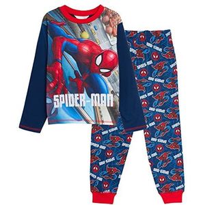 Marvel Jongens Spiderman Pyjama Kids Avengers Full Length Pjs Set T-Shirt + Manchetbroek, marineblauw, 9-10 jaar