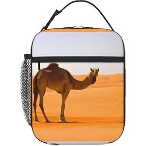 MYGANN Desert Sand Camel Unisex met afneembare draagbare geweven geïsoleerde lunchtas voor werk reizen kamperen