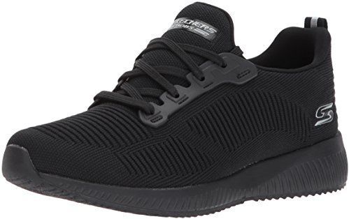 Skechers Bobs Squad Slip-on sneakers met fotolijst voor dames, zwart ontworpen gebreide rand, 38 EU