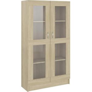 vidaXL Vitrinekast 82,5x30,5x150 cm bewerkt hout sonoma eikenkleurig