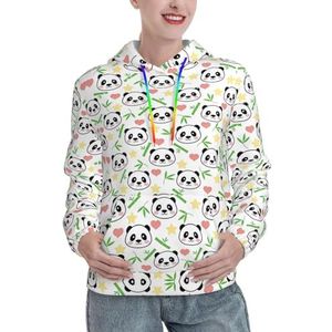 Dexnel Leuke Panda Bamboe Ster Womens Winter Hoodies Sweatshirts, Thermische Gevoerde Hoodie Winter Pullover Met Zak, Zwart, S