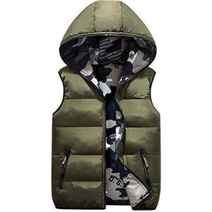 AIEOE Capuchon Hesje voor Kinderen Herfst Winter Warm Gewatteerd Vest Camouflage Omkeerbaar Uitloper