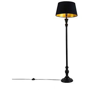 QAZQA - Modern Klassieke vloerlamp zwart - Classico | Woonkamer | Slaapkamer | Keuken - Hout Langwerpig - E27 Geschikt voor LED - Max. 1 x 40 Watt