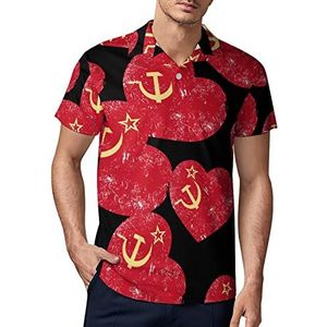 Communisme Sovjet-Unie Retro Vlag Heren Golf Polo-Shirt Zomer Korte Mouw T-Shirt Casual Sneldrogende Tees 2XL