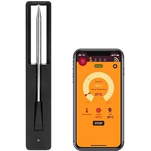 Nuvance - Vleesthermometer Draadloos met App - BBQ Thermometer met Bluetooth - Meater - Oven en Kook Thermometer - BBQ accesoires - Zwart