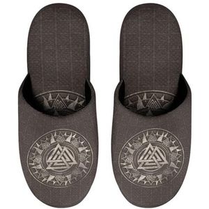 Unisex Viking Runes Retro Winter Warme Katoenen Pantoffels Zachte Comfortabele Fluffy Binnen Pantoffels Antislip Huis Katoenen Pantoffels for Vrouwen Mannen(A2,36-37- (5.5-6))